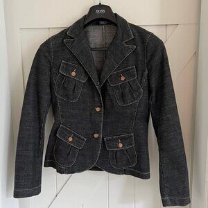 Laundry By Shelli Segal Black Denim Blazer Style Jacket